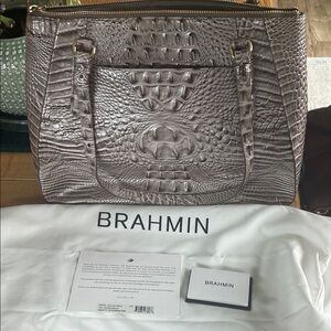 Brahmin Adina - chardonnay Melbourne. Tan Crocodile Embossed Shoulder Bag